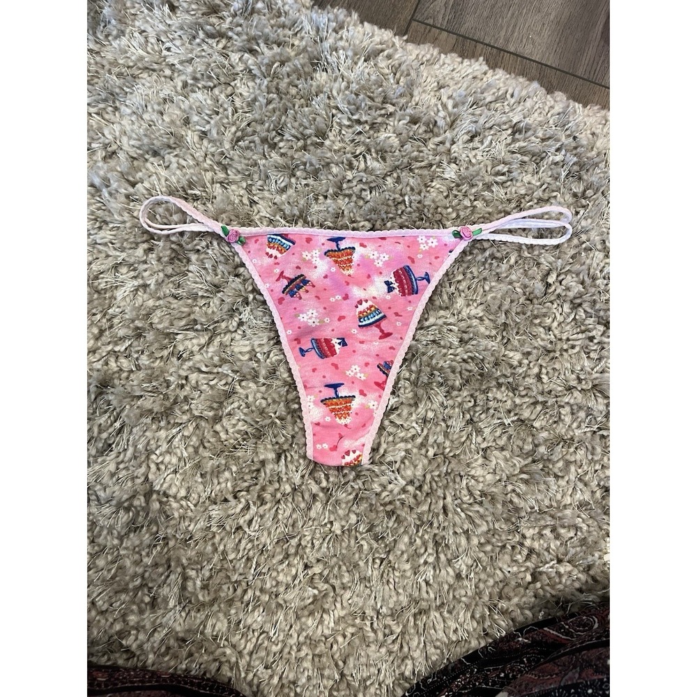 Pink‎ Pout vintage Sample thong Panties Double Cake Tie Dye Size L